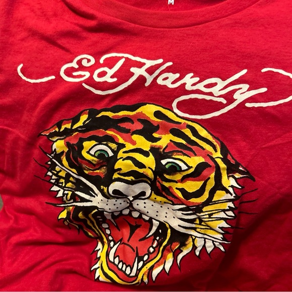 Ed Hardy Red Tiger Signature Logo Front & Back Crop T Tee Shirt NWT choose size - Picture 13 of 15